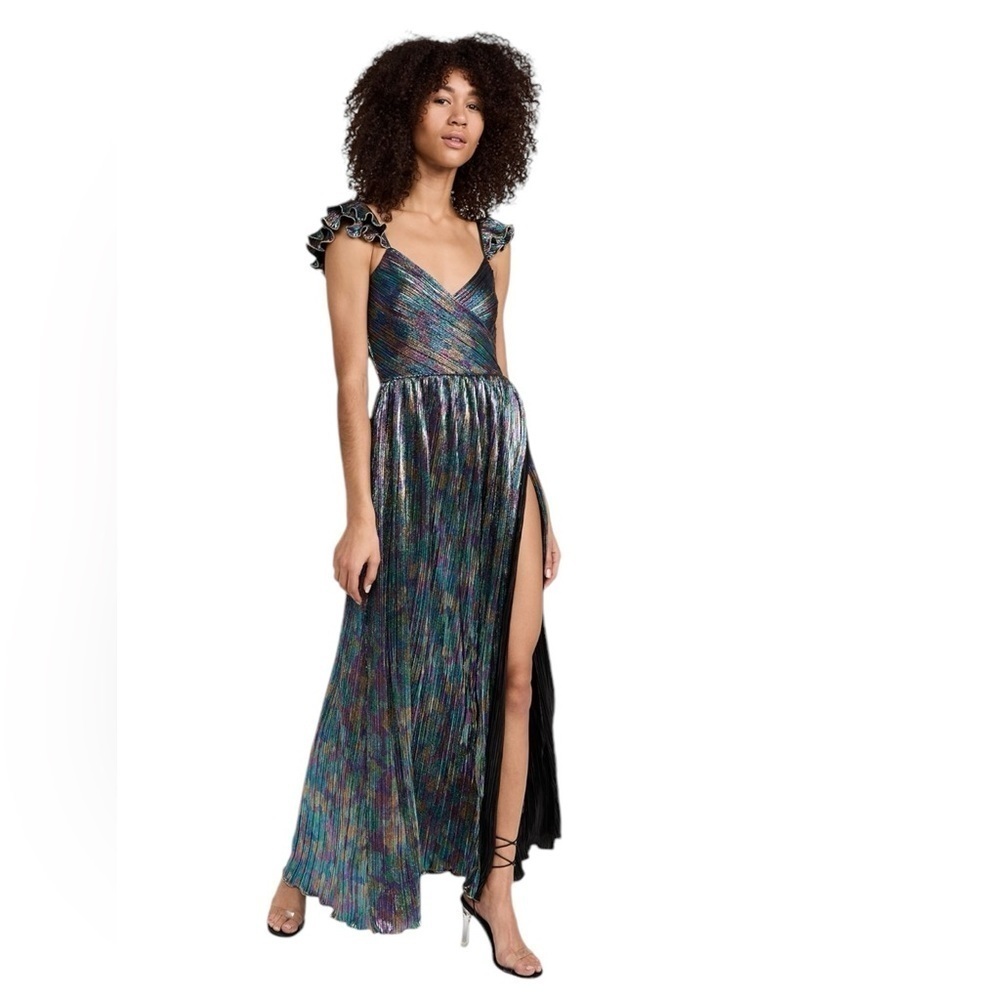Saylor - NWT Imara Metallic Colorful Ruffle Maxi Gown Dress Sz S